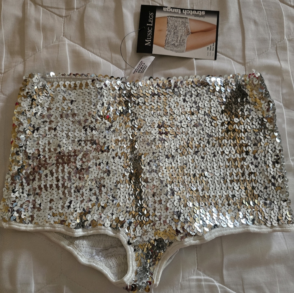 Music Legs Silver High Waist Sequin Shorts